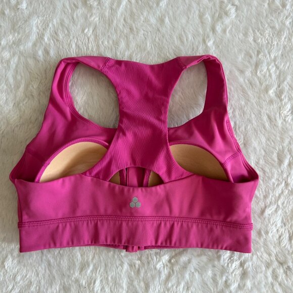 Tek Gear Pink Racerback Sports Bra Front Zipper Closure & Removable Pads Small - Picture 4 of 5